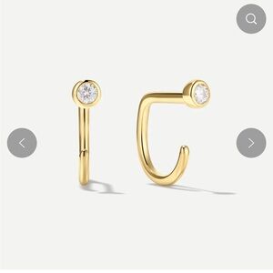 New Ardant Stay Close Moissanite Bezel Hoops in Gold